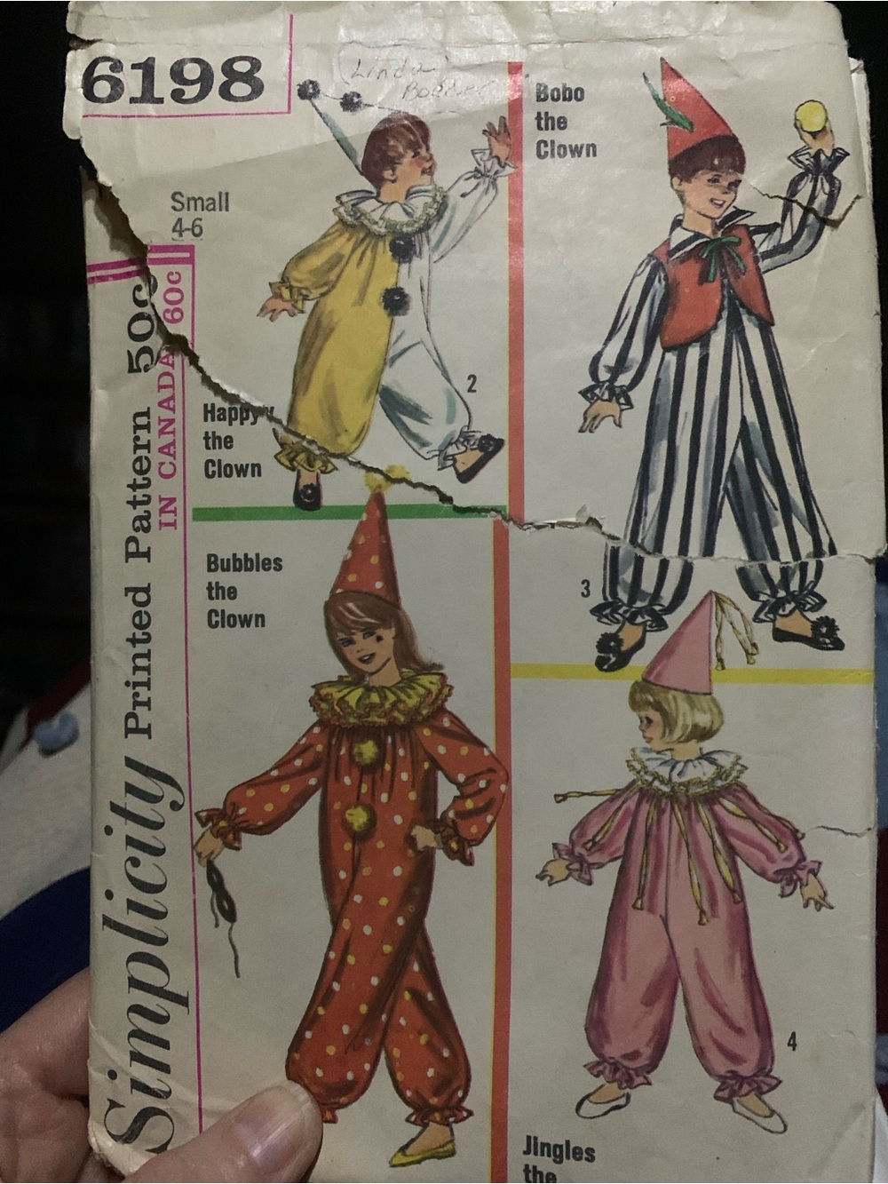 Vintage Simplicity Kids' Clown Costume Pattern - Pink/Yellow/Red Options